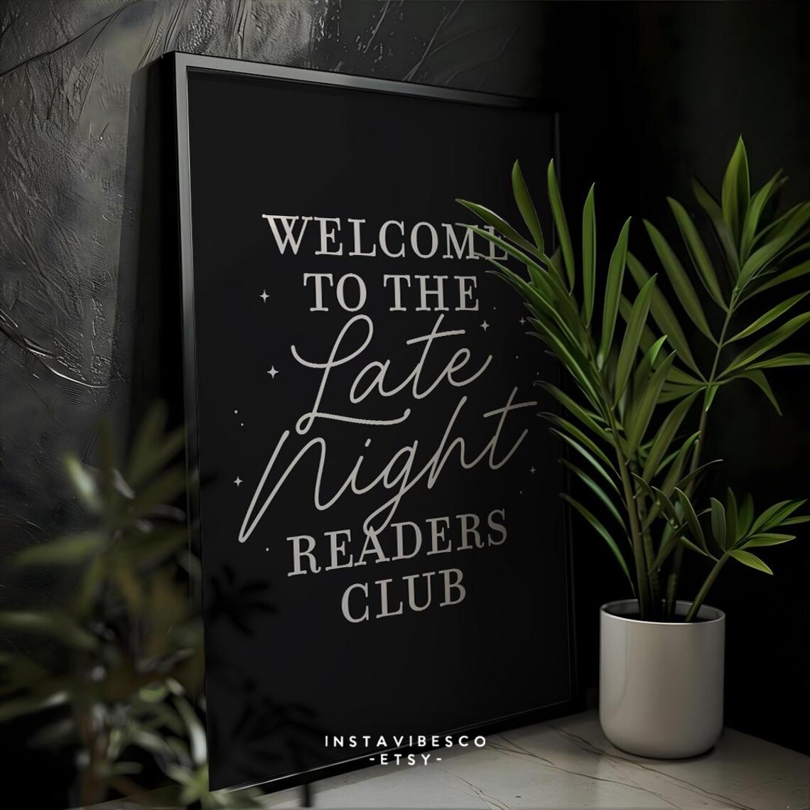 Welcome to the Late Night Readers Club Poster Book Lover Quote Wall Art - Image 3