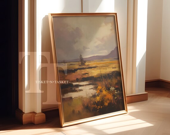 Autumn Plains Landscape Painting Vertical Wall Art