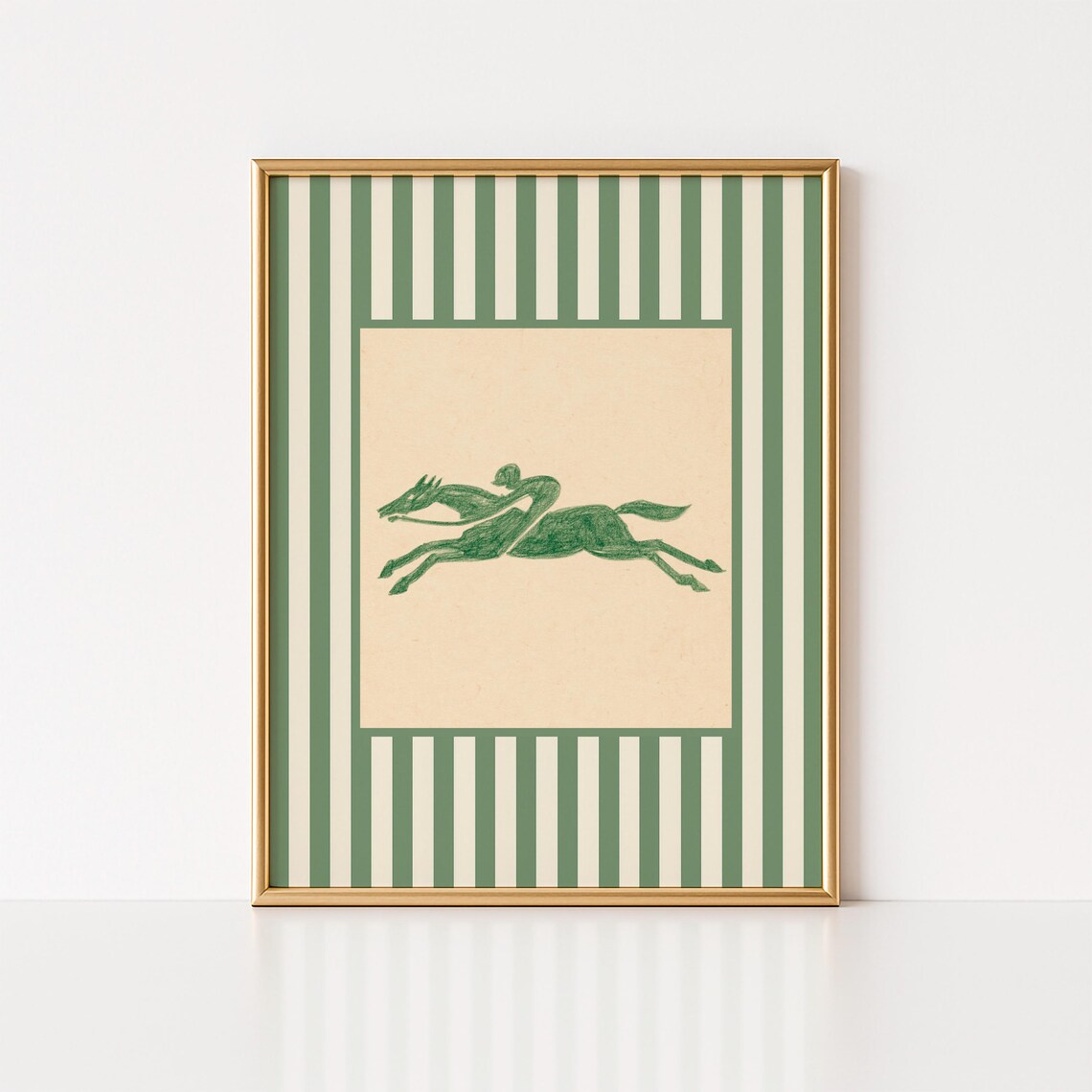 Vintage Horse Sketch Art Print, Grandmillennial Equestrian