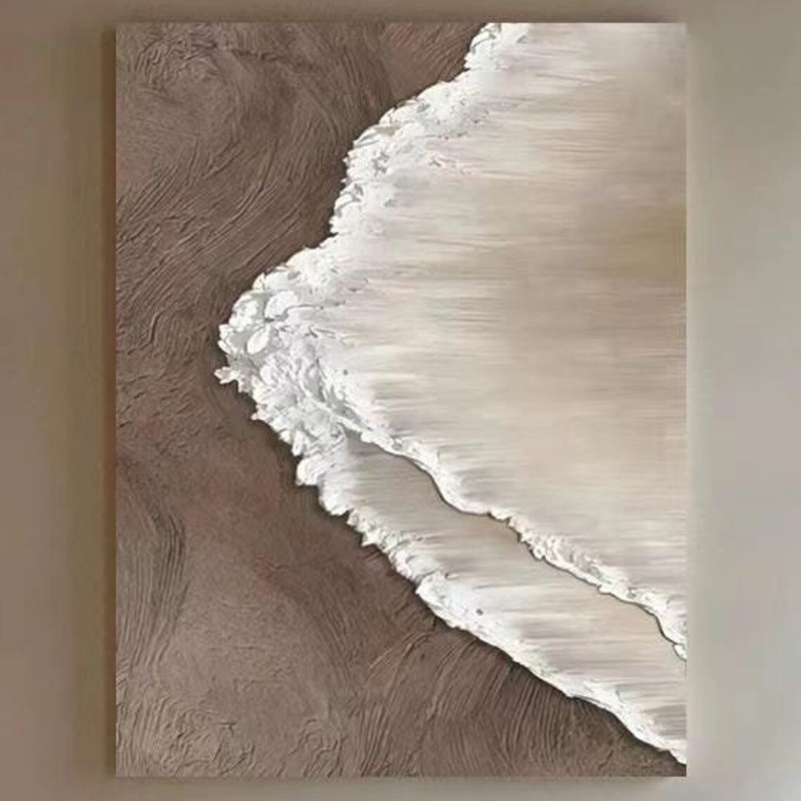 Aerial Beach Waves Over Brown Sand White Foam Textured Poster