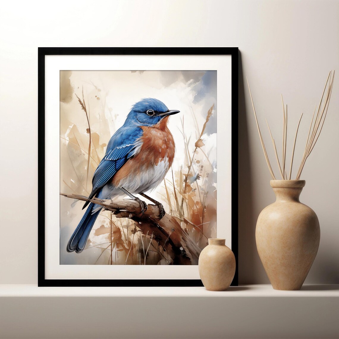 Eastern Bluebird Bird Painting, Wall Art Print - Image 2