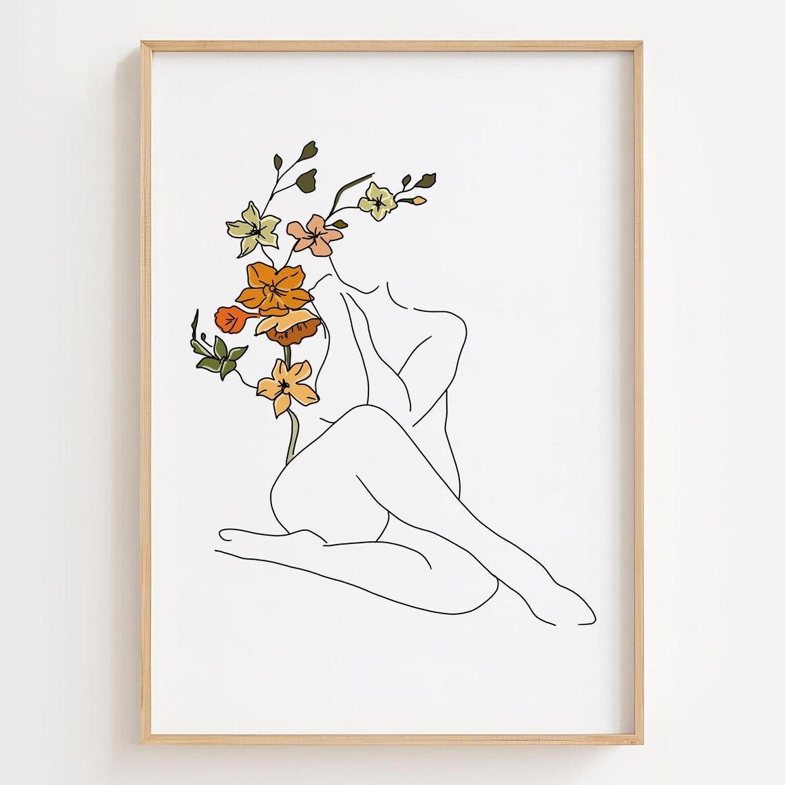 Body Positive Flower Woman Line Art Art Print