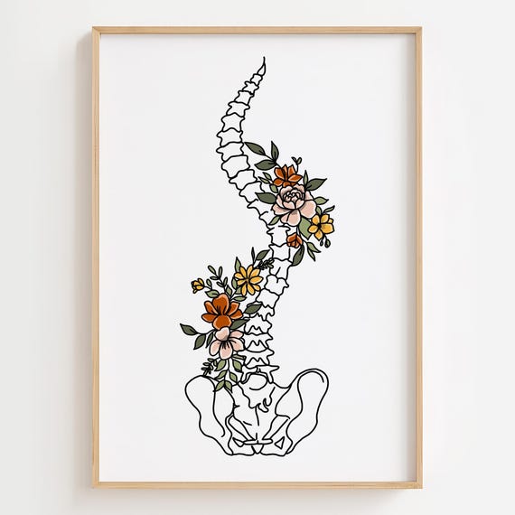 Floral Spine Art Print, Chiropractic Office Decor