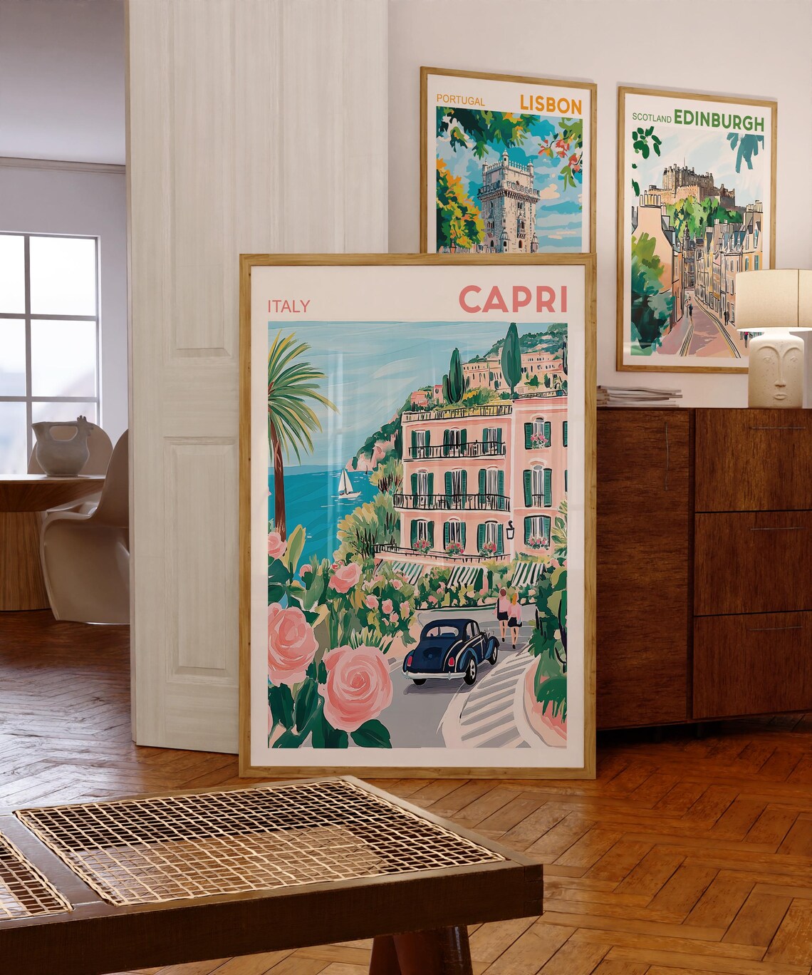 Capri Italy Watercolor Travel Poster, Amalfi Coast - Image 4