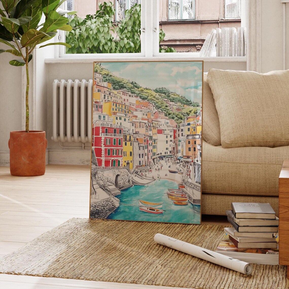 Cinque Terre Italy Travel Poster, Riviera Landscape - Image 4