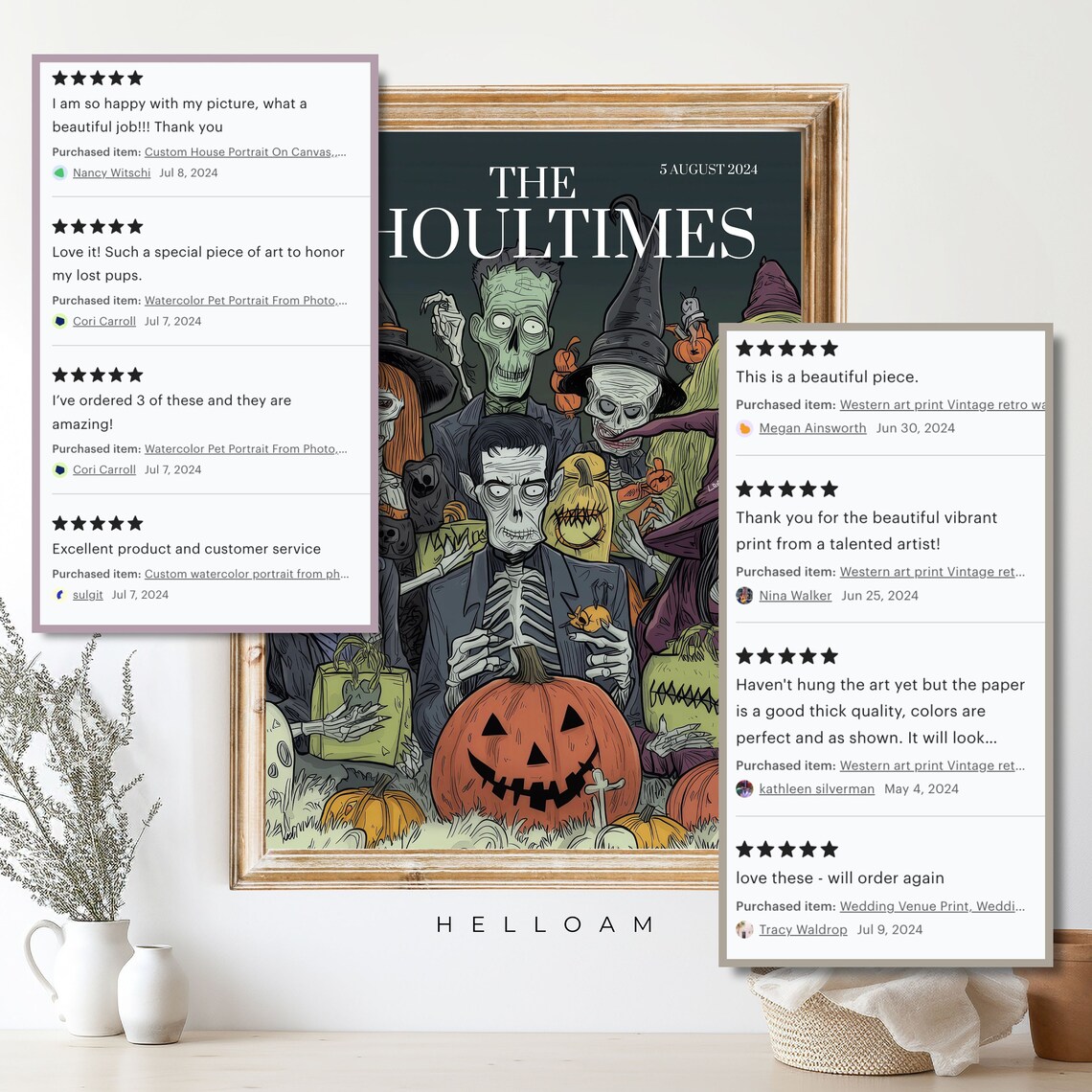 The Ghoul Times Halloween Skeletons Monsters Vintage Newspaper Wall Art - Image 4