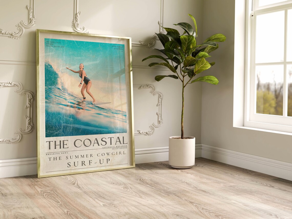 Surf Up Summer Cowgirl Coastal Vintage 70s Art Print - Image 2