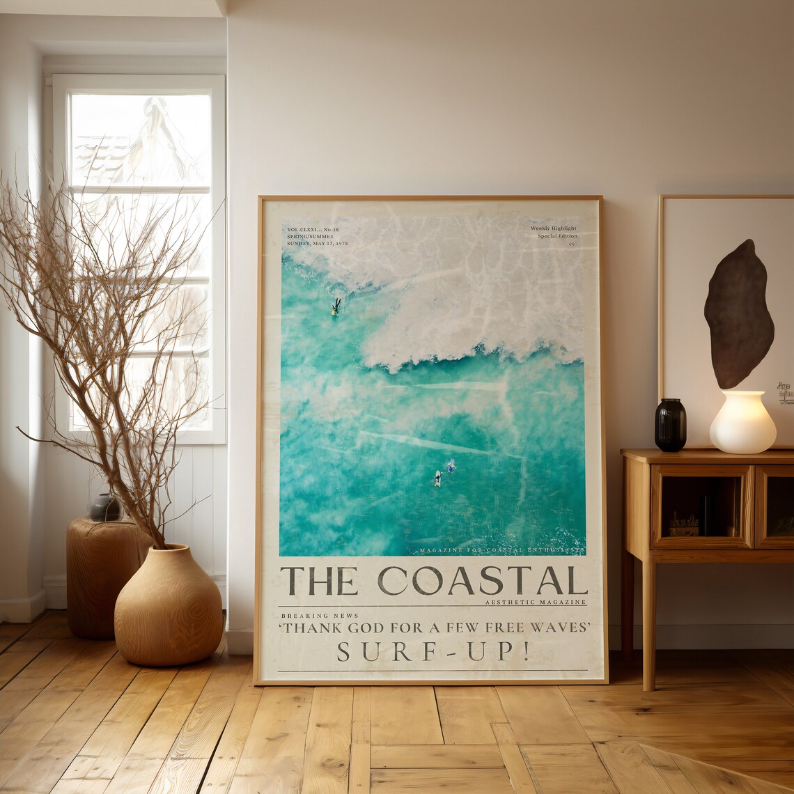 The Coastal Magazine Cover Poster Surf Up Aerial Ocean Waves - Image 2