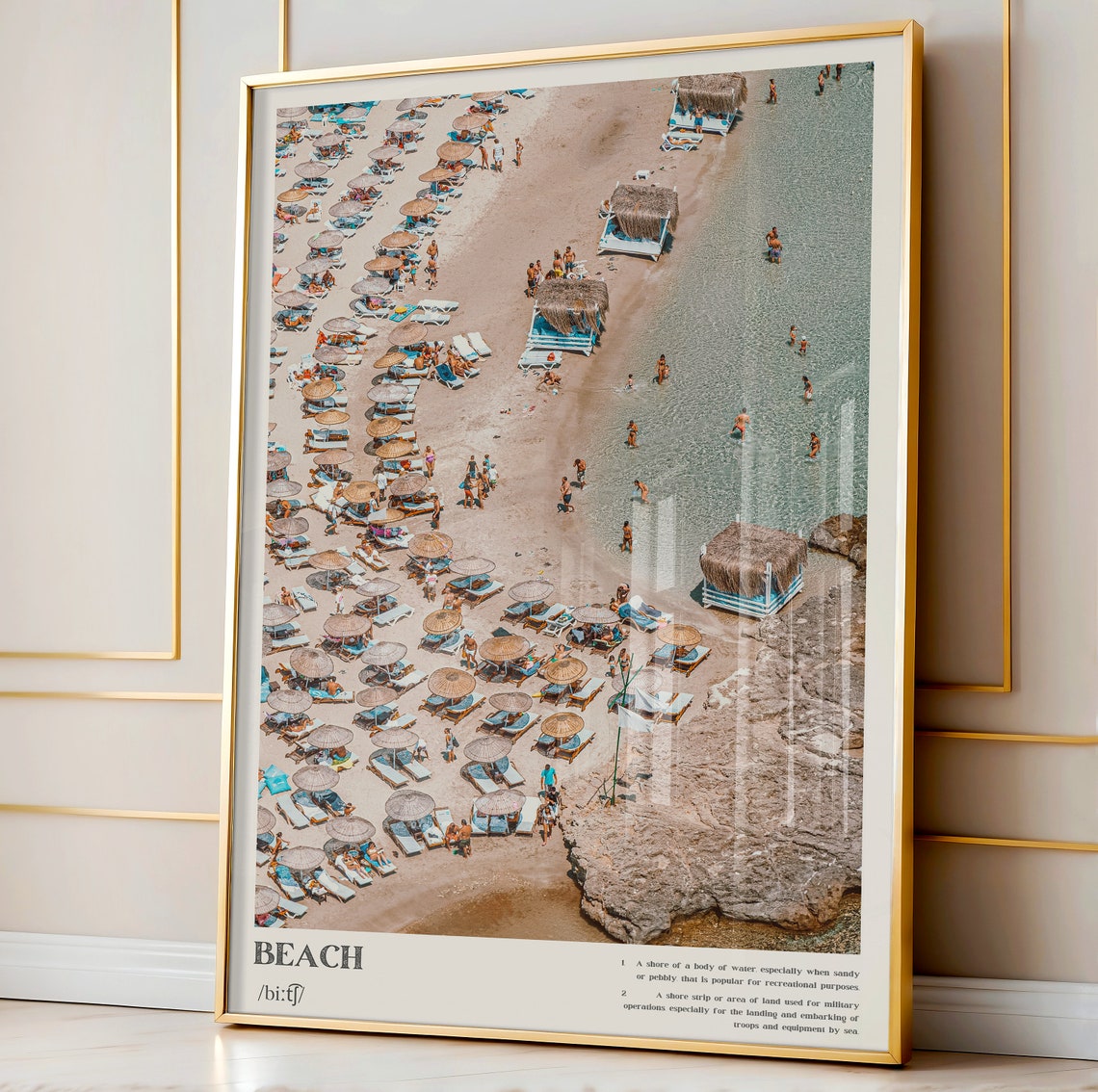 Beach Definition Dictionary Style Aerial Umbrella Beach Poster