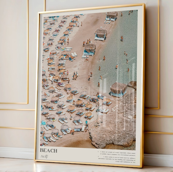 Beach Definition Dictionary Style Aerial Umbrella Beach Poster