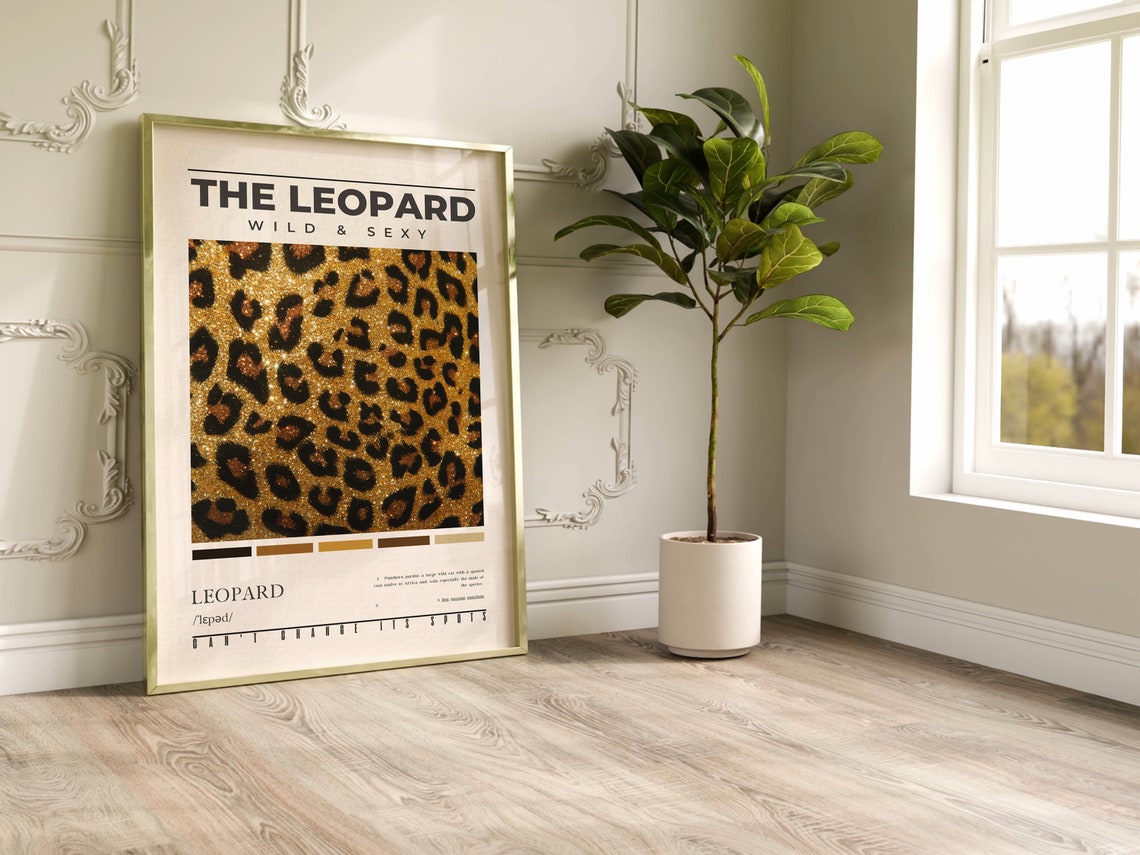 Leopard Wall Art Shiny Leopard Pattern Print Preppy Typography Above Bed Bedroom Wall Decor Aesthetic Photography Definition Poster - Image 2
