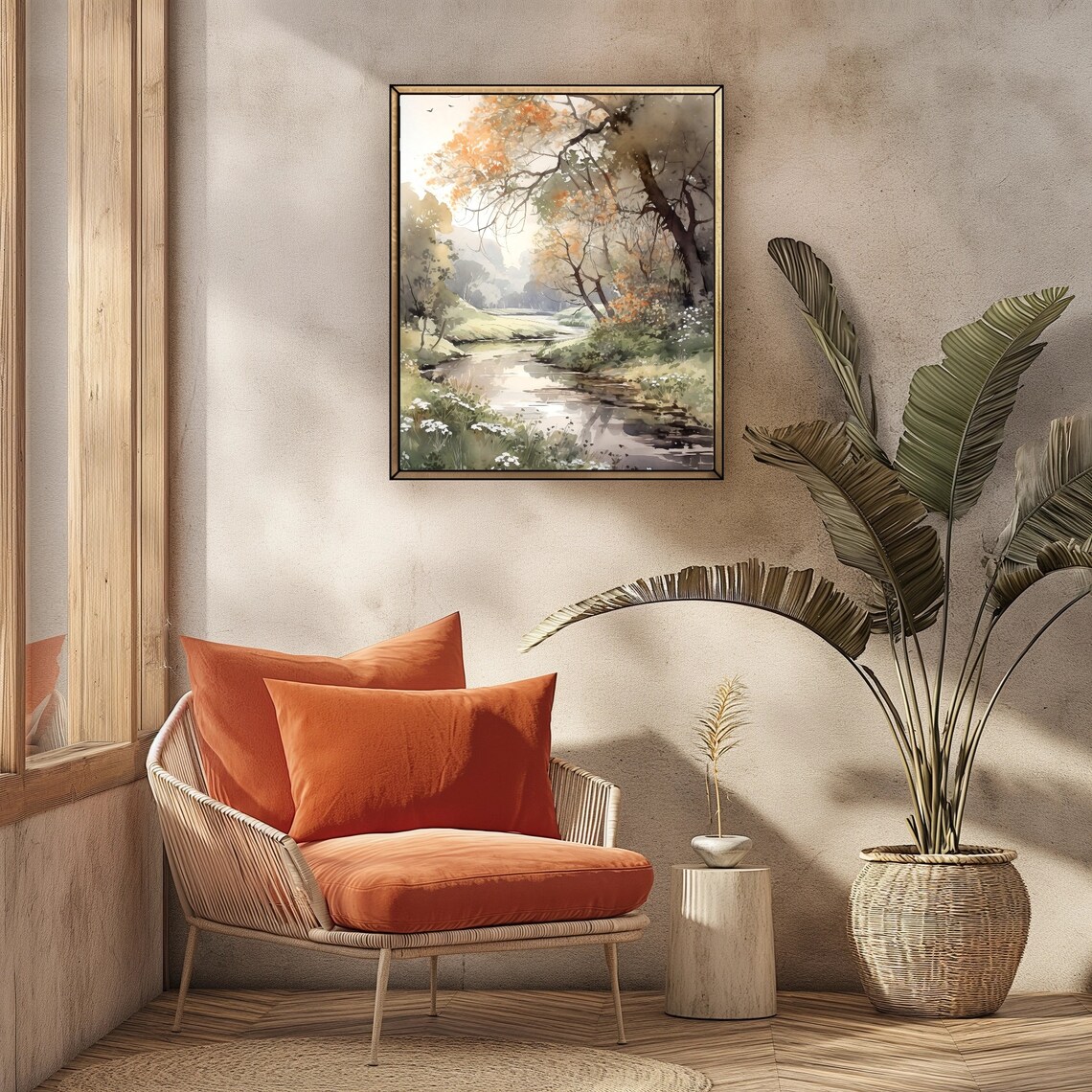 Autumn Landscape Watercolor Art Print, Rustic Nature - Image 5