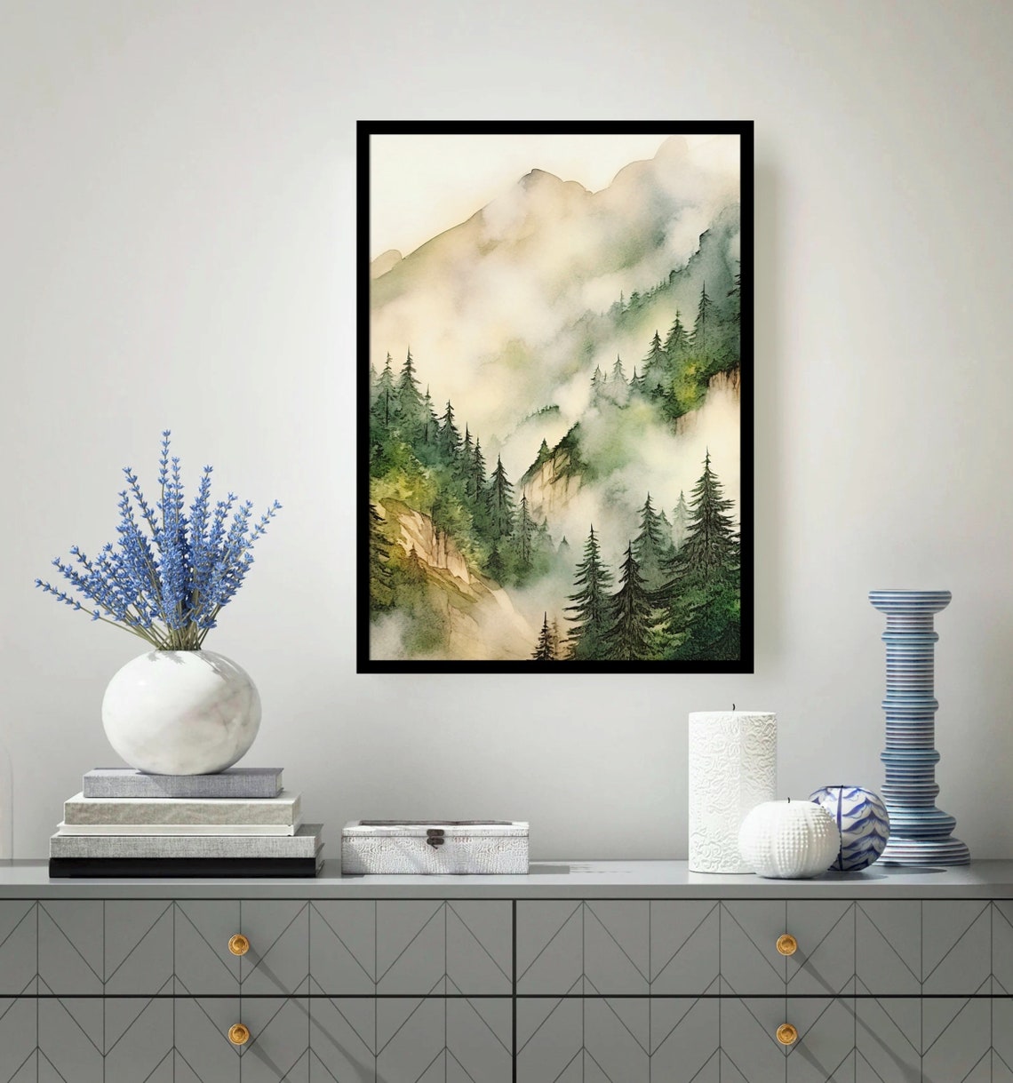 Mountain Landscape Scenery Watercolor Painting Art Print - Image 5