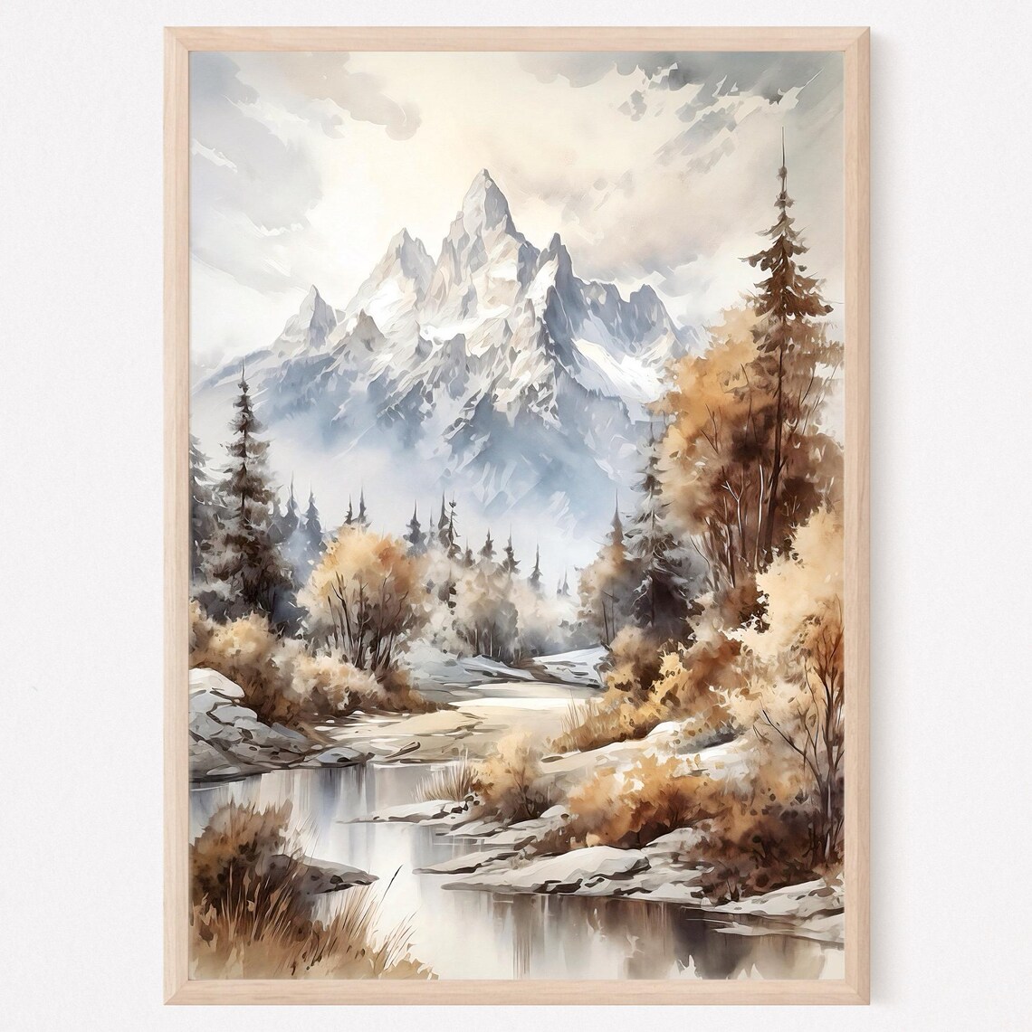 Grand Teton National Park USA Watercolor Poster