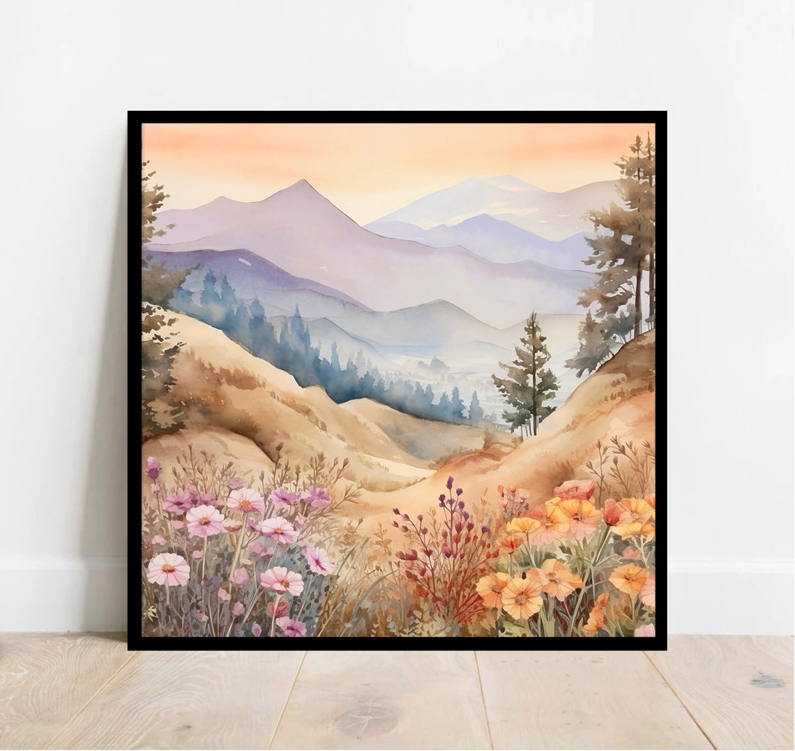 Mountain Landscape Watercolor Painting Art Print Home Decor Gift - Image 5