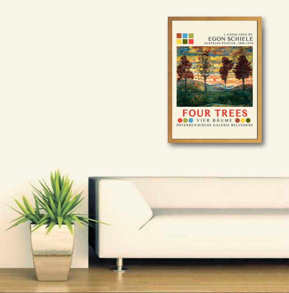 Egon Schiele Four Trees Sunset Landscape Belvedere Art Poster - Image 2