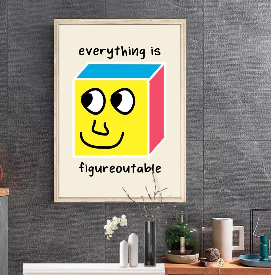 Everything Is Figureoutable Print Positive Affirmations Poster Kids Motivational Decor Cute Office Wall Art - Image 2