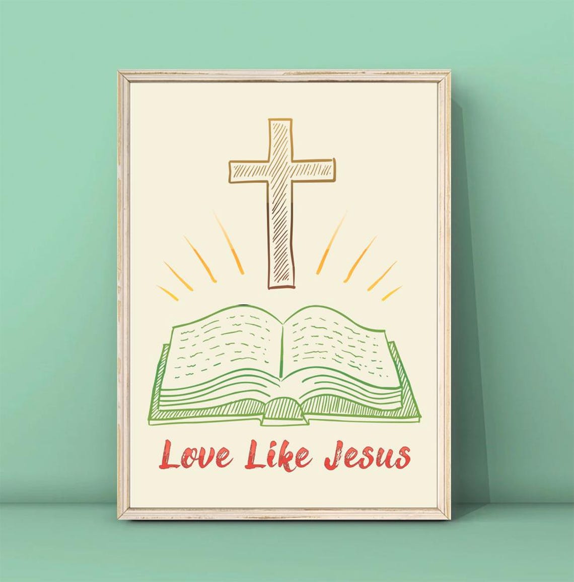 Kids Room Art Love Like Jesus Print Christian Wall Decor For Kids Cross Art Print Kids Room Art Quote Print Religion Poster