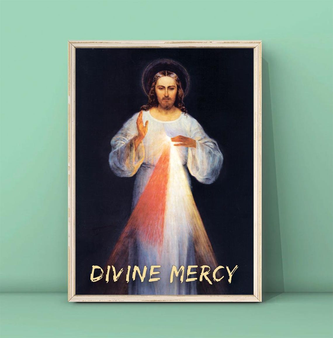 Divine Mercy Jesus Christ Radiant Rays Catholic Devotional Art Poster