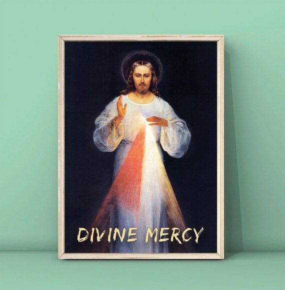 Divine Mercy Jesus Christ Radiant Rays Catholic Devotional Art Poster