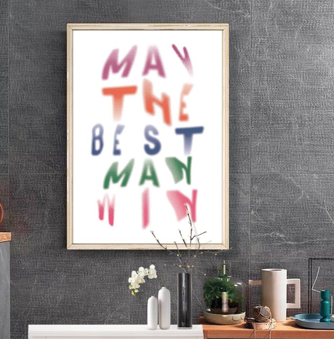 May The Best Man Win Colorful Sports Quote Poster Fun Game Room Decor - Image 2