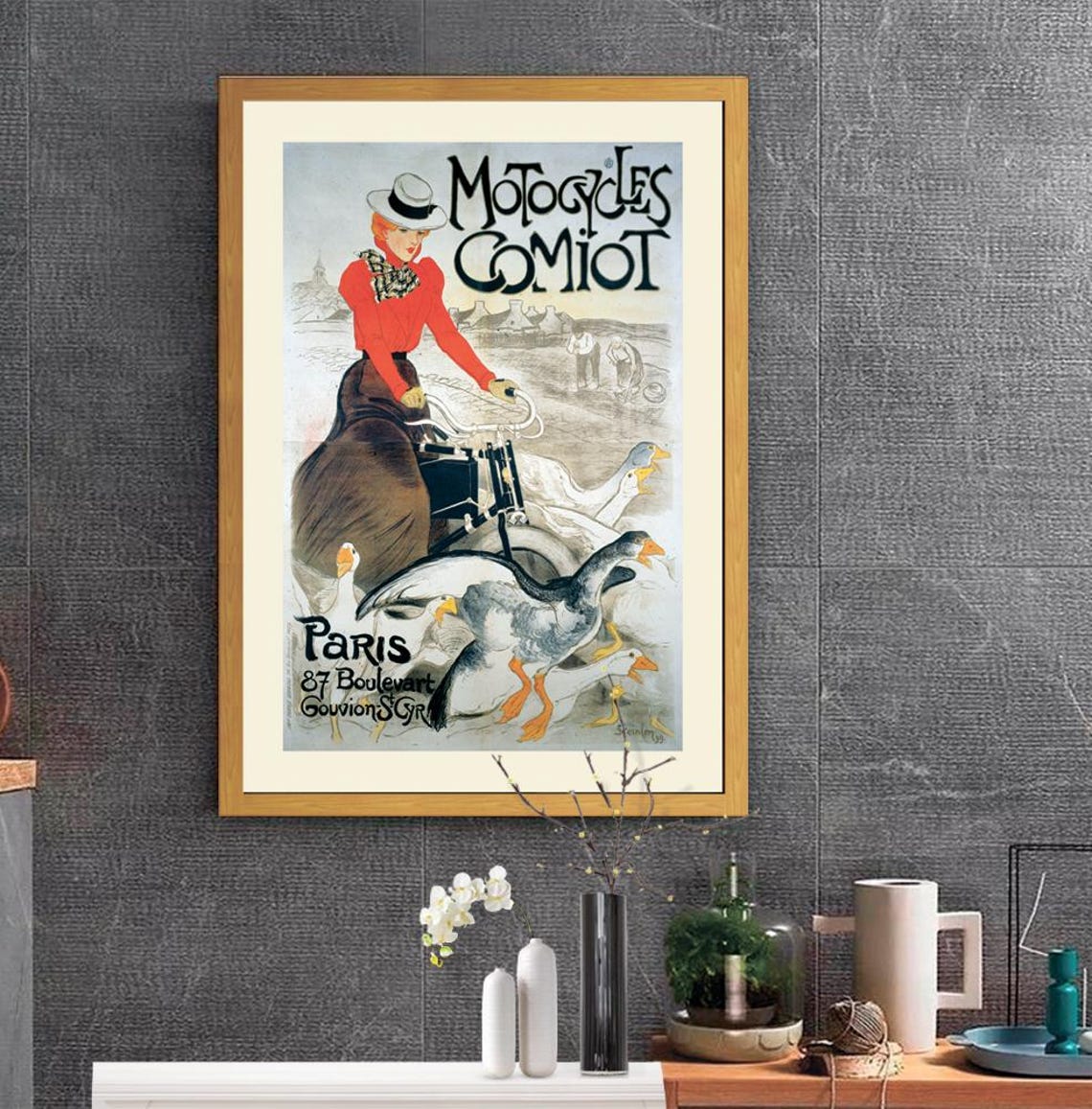 Steinlen Motocycles Comiot 1899 Paris Motorcycle French Art Poster - Image 2