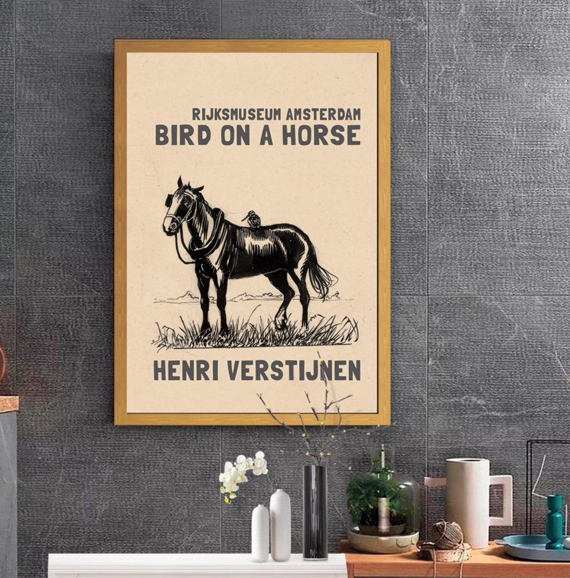 Henri Verstijnen Bird On A Horse Rijksmuseum Ink Drawing Poster - Image 2