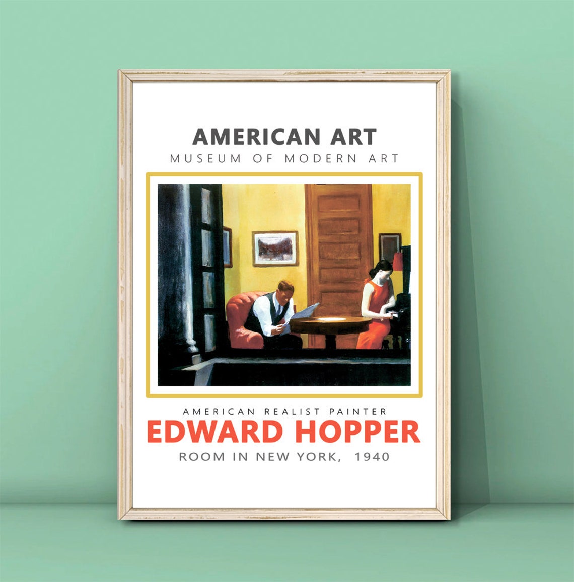 Edward Hopper Room In New York 1940 MoMA American Art Poster