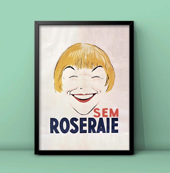 Sem Roseraie Vintage French Cartoon Laughing Woman Art Poster