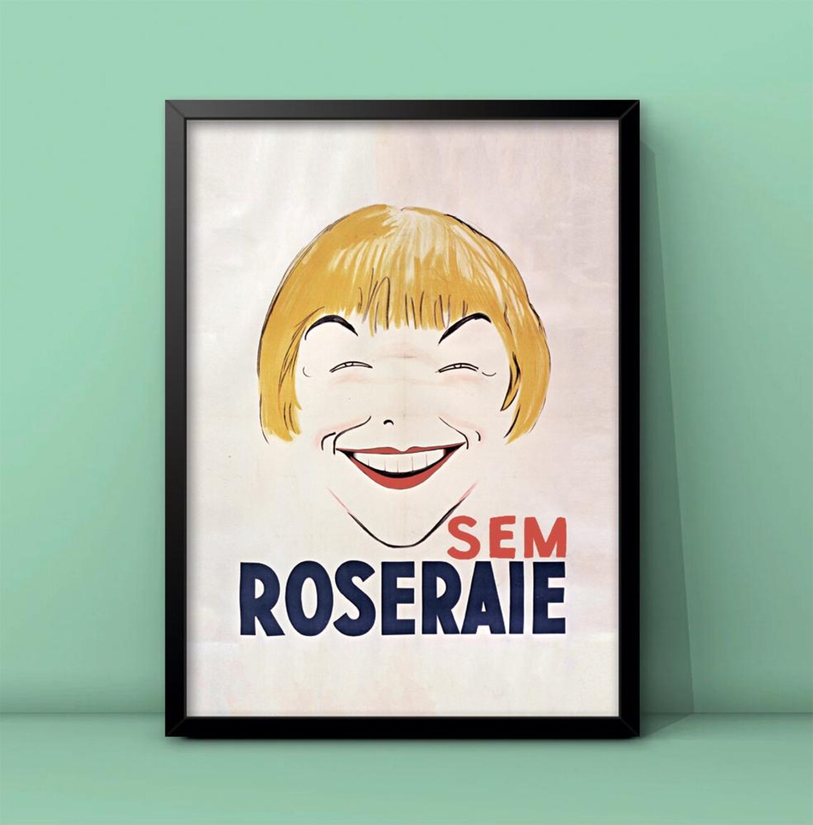 Sem Roseraie Vintage French Cartoon Laughing Woman Art Poster