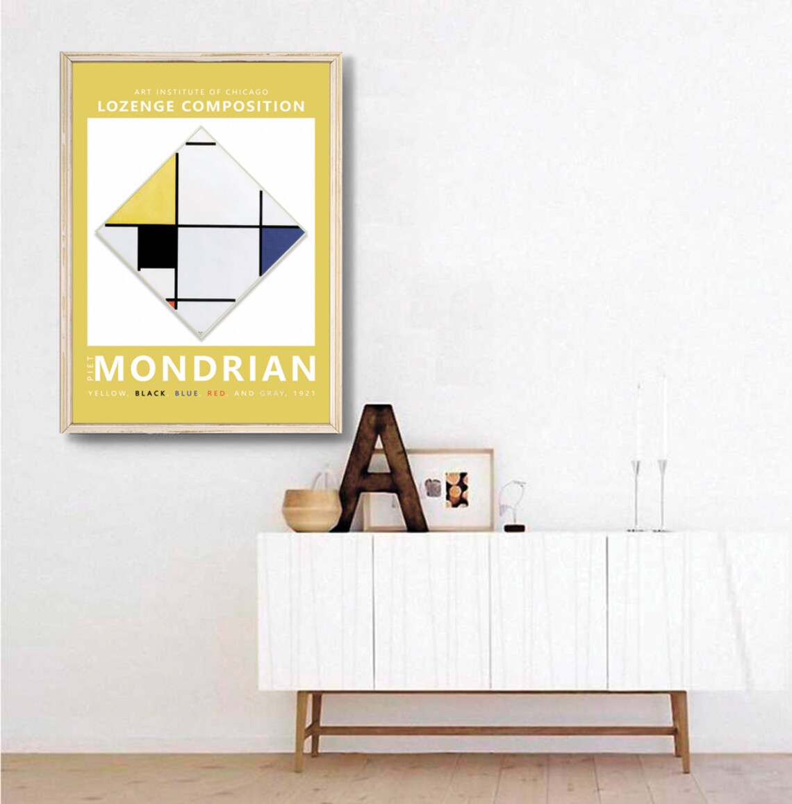 Piet Mondrian Lozenge Composition 1921 Geometric Primary Colors Poster - Image 3