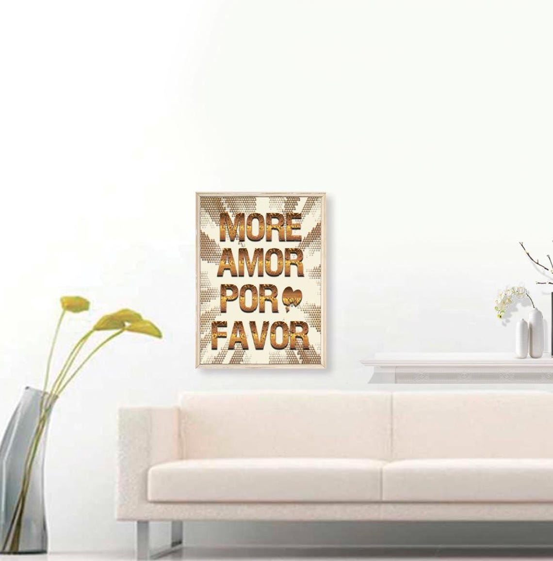 More Amor Por Favor Print Maximalist Poster More Amor Por Favor Wall Art Eclectic Wall Art Love Quote Gold Effect Print - Image 3