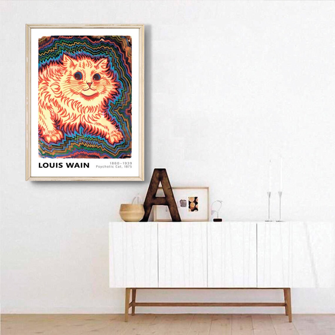 Louis Wain Psychotic Cat Art Print, Illustration Poster - Image 3