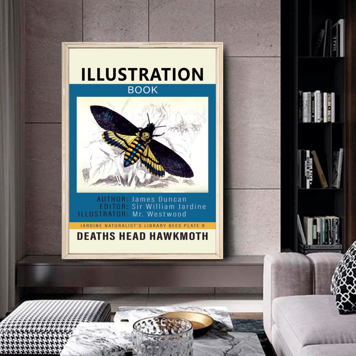Deaths Head Hawkmoth Vintage Natural History Illustration Poster Moth Collector - Image 2