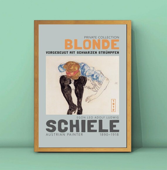 Egon Schiele Blonde Crouching Figure 1912 Expressionist Drawing Poster