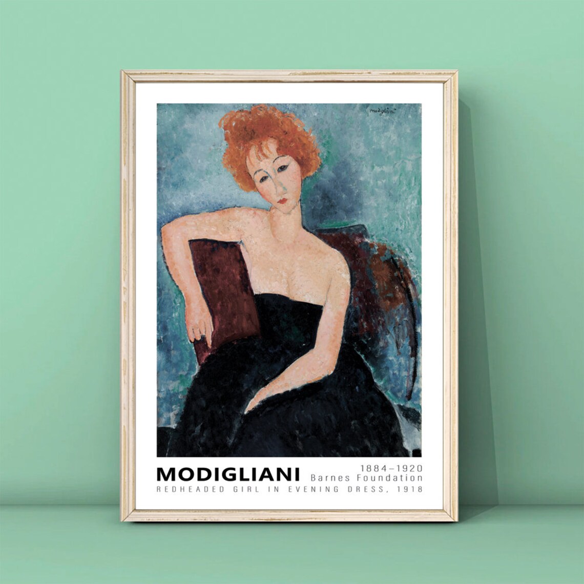 Modigliani Redheaded Girl Evening Dress 1918 Art Poster Vintage Wall Decor