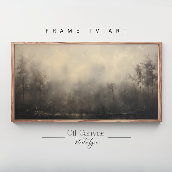 Dark Foggy Forest Golden Light Breaking Through Mysterious Moody Landscape Poster