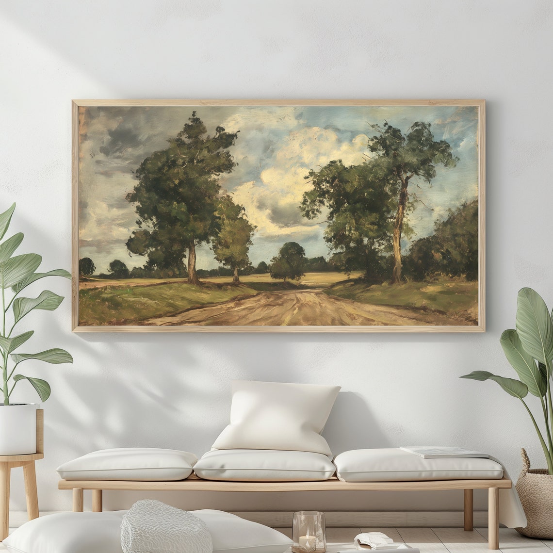Autumn Landscape Oil Painting Frame Tv Art Rustic Country Decor Moody Muted Colours - Image 2