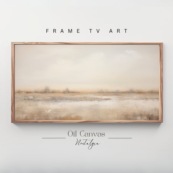 Frame Tv Art Moody Abstract Oil Painting Minimalist Earth Tone Decor Rustic Wall Art