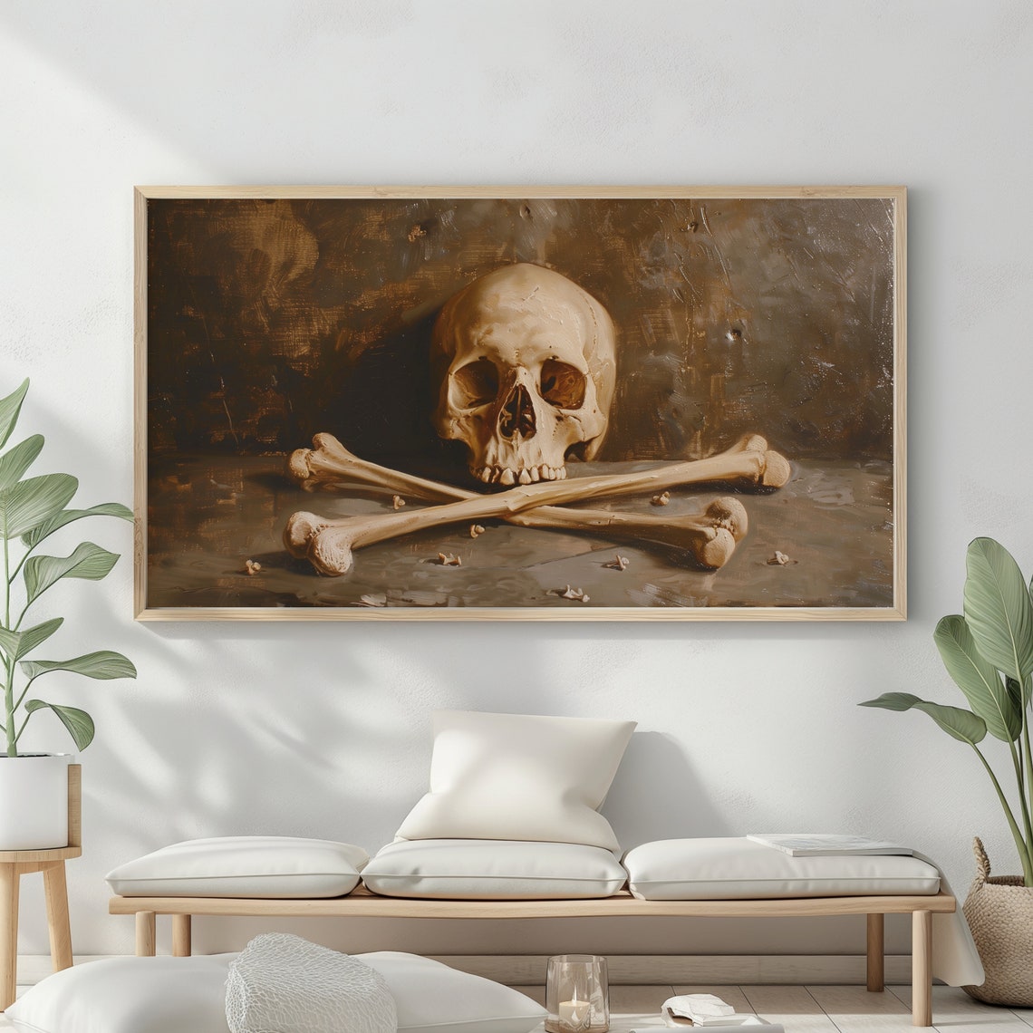 Skull Crossbones Dark Background Gothic Halloween Dark Academia Poster - Image 2