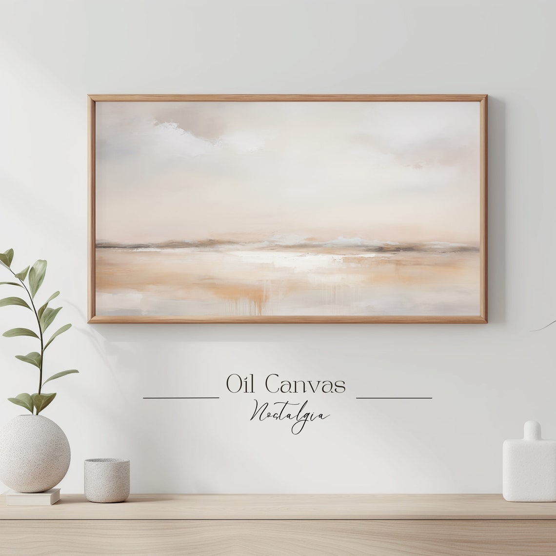 Frame Tv Art Moody Abstract Oil Painting Minimalist Earth Tone Decor Rustic Wall Art - Image 3