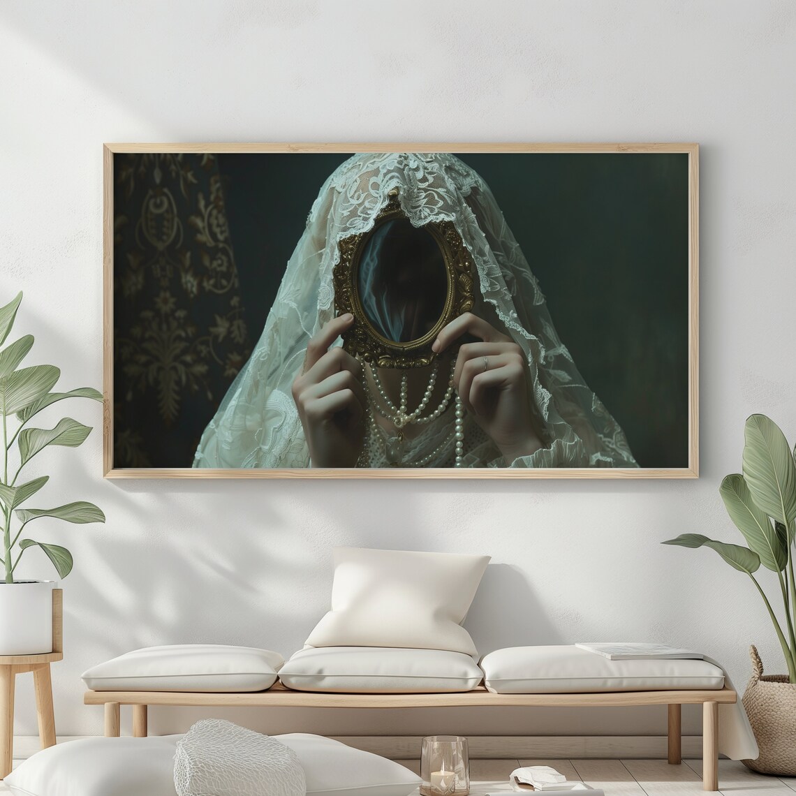 Mirror Victorian Witchy Decor Frame Tv Art Dark Gothic Oil Painting Instant Dark Academia Goth - Image 2