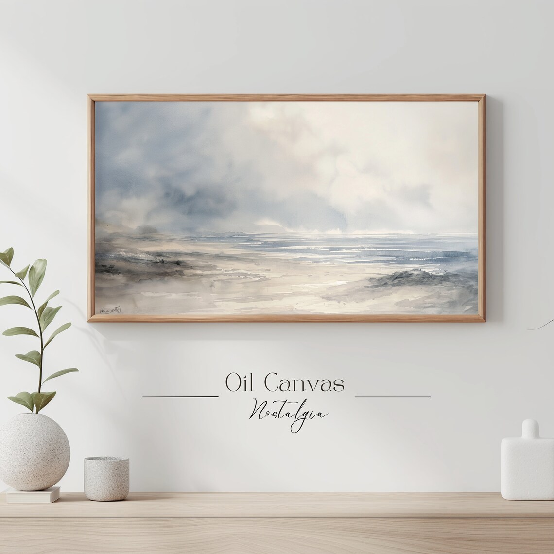 Frame Tv Art Vintage Beach Watercolour Painting Summer Sea Art Ocean Frame Tv Art Blue Nautical Seascape - Image 3