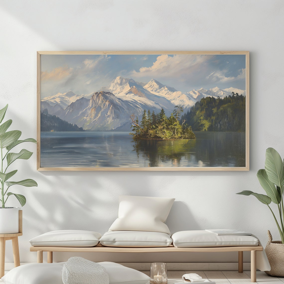 Mountain Landscape Frame Tv Art Vintage Rustic Scenery Oil Painting Farmhouse Decor Nature Wall Art Instant - Image 2