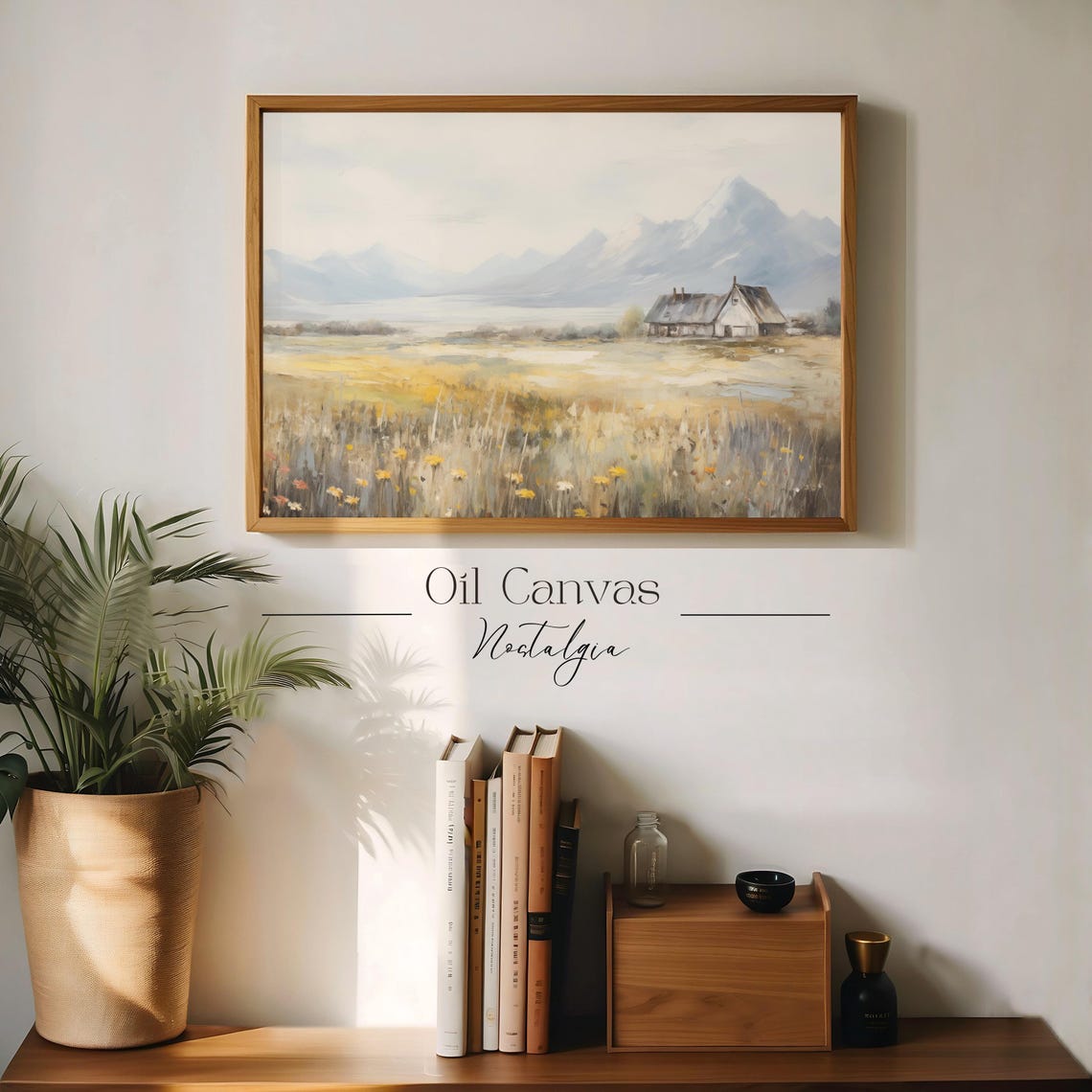 Wall Art Rustic Mountain Landscape Vintage Nature Mountain Oil Painting Rustic Cabin Decor - Image 3