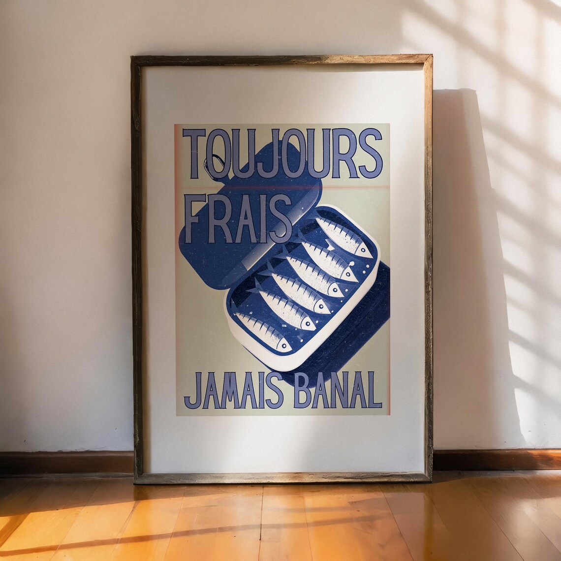 Sardine Print Blue Wall Art Print Sardines Tin Print Kitchen Wall Art Fish Print Retro Kitchen Decor Seafood Wall Art - Image 4
