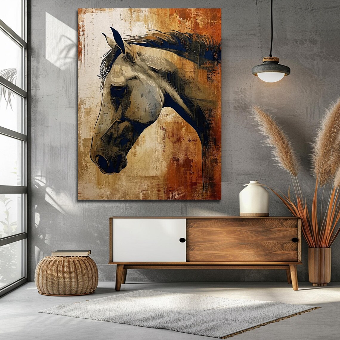 Rustic Horse Portrait Vintage Gold Bronze Oil Painting Style Poster - Image 3