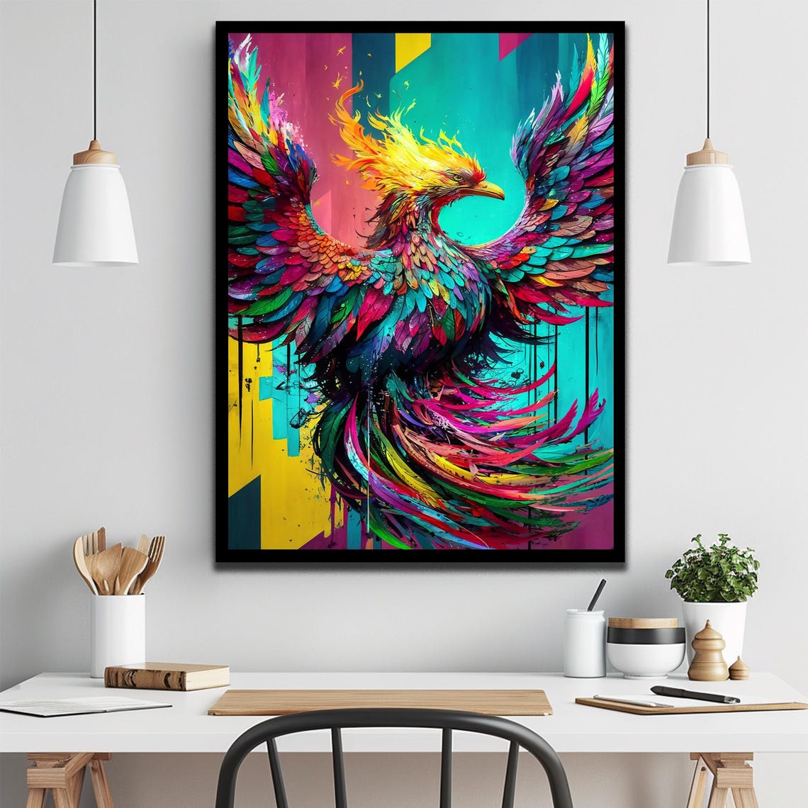 Rainbow Phoenix Bird Pop Art Colorful Mythology Fire Art Poster - Image 3