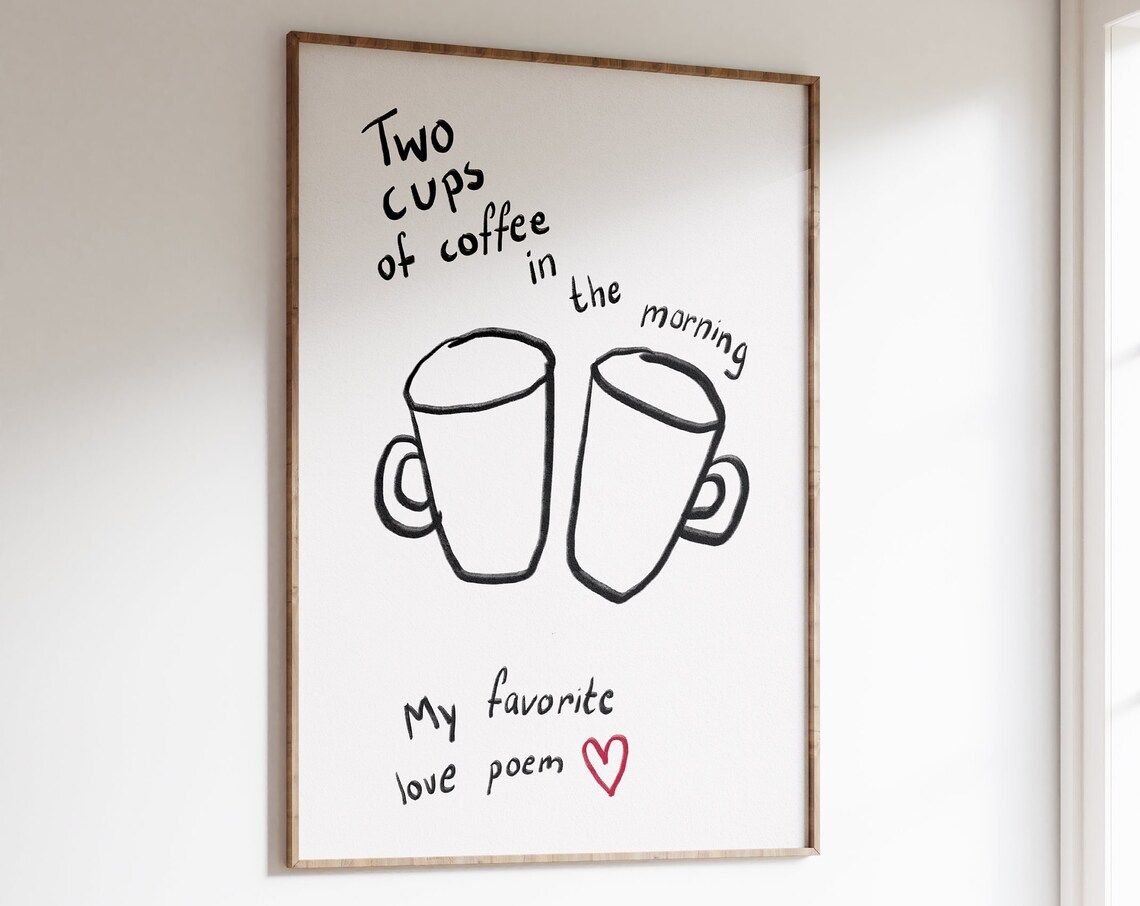 Two Coffee Cups Boho Kitchen Art Print
