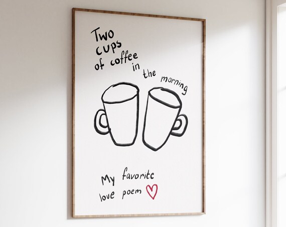 Two Coffee Cups Boho Kitchen Art Print